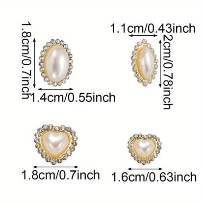 White Imitation Pearl Flatback Oval Heart Beads