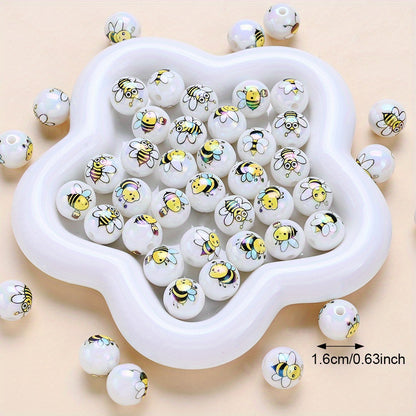 10pcs 16mm Yellow Bee Acrylic Beads