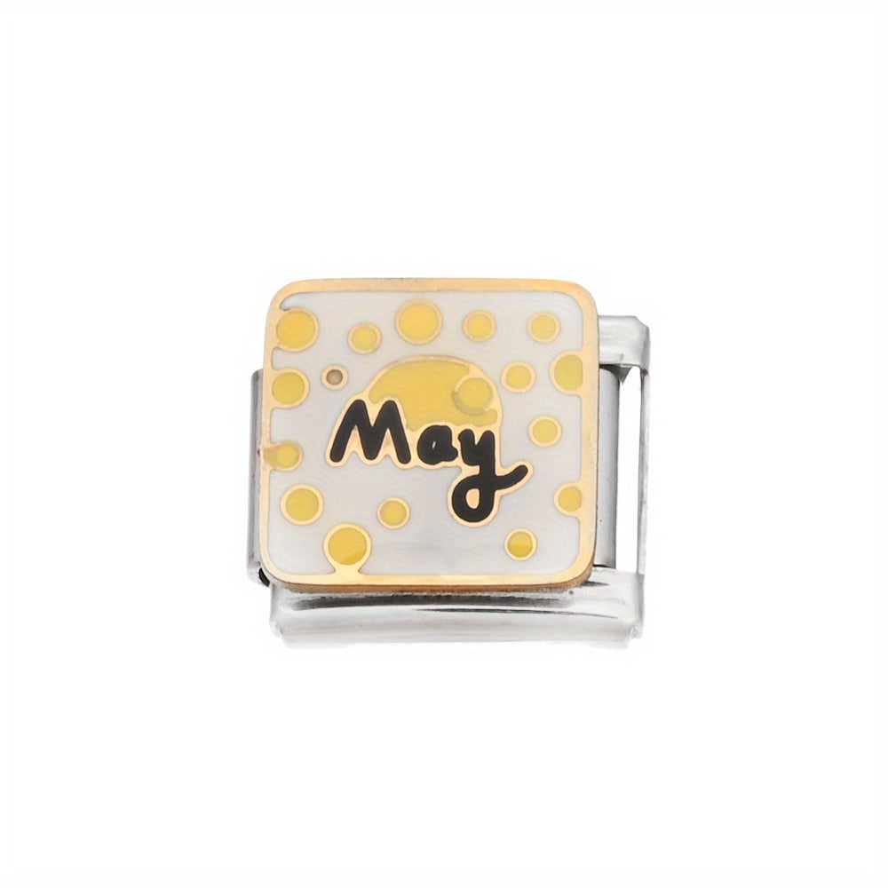 1pc 9x10mm Stainless Steel Month Theme Module Bead