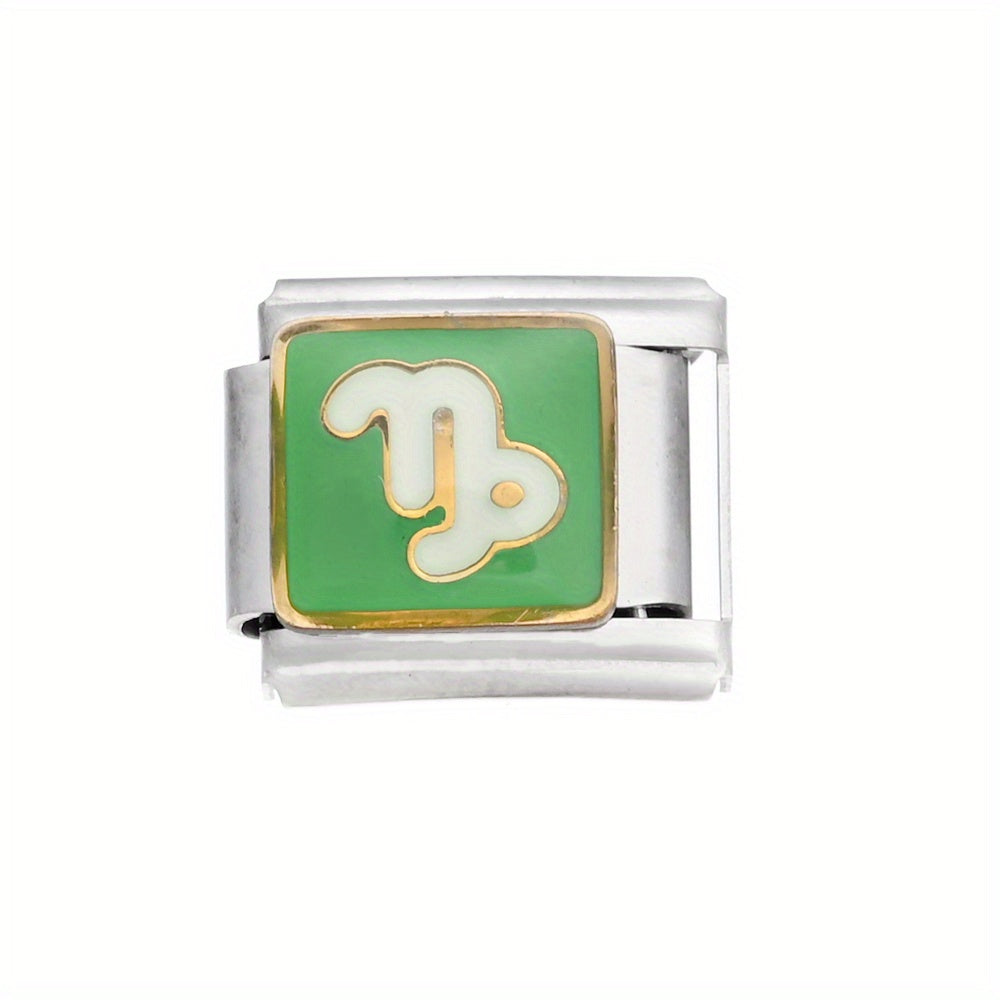 1pc 9x10mm Stainless Steel Zodiac Sign Module Bead