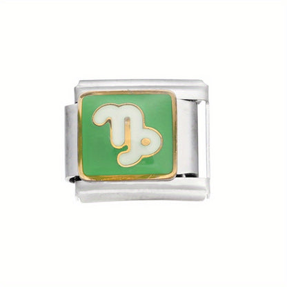 1pc 9x10mm Stainless Steel Zodiac Sign Module Bead