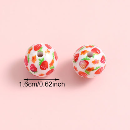 16mm Strawberry Resin Glossy Beads
