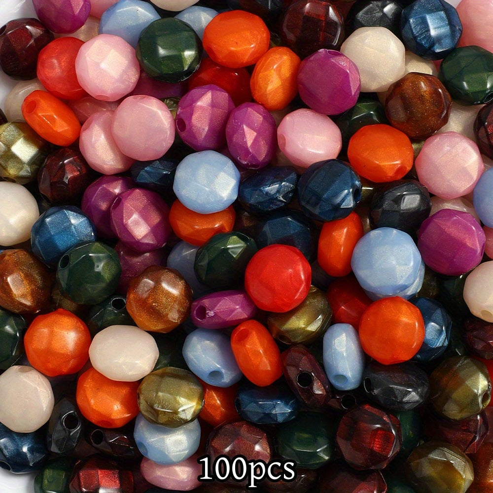 100pcs Flat Faceted Acrylic Spacer Beads