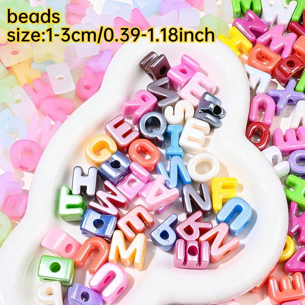 Golden / Silver Shiny CCB Big Hole Alphabet Beads, 10pcs