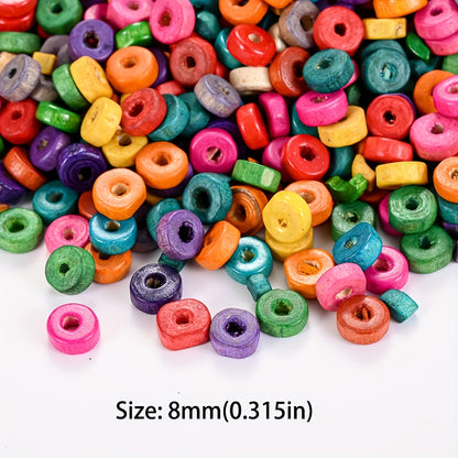 100pcs Wood Flat Round Spacer Beads
