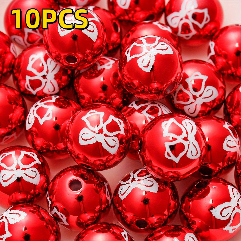 16mm Christmas Snowflake Print Acrylic Beads