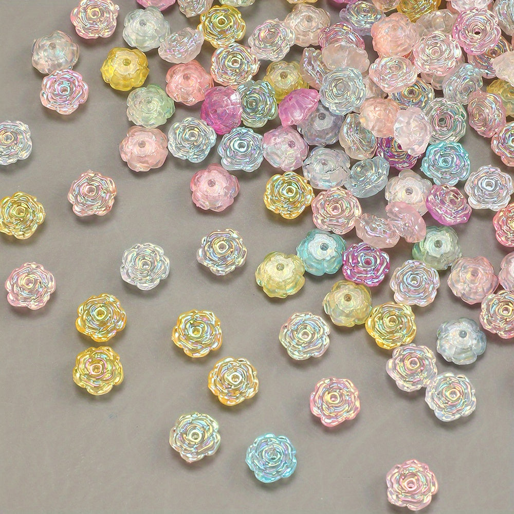 50pcs 8mm Glow-in-the-Dark Flower Rose Acrylic Beads