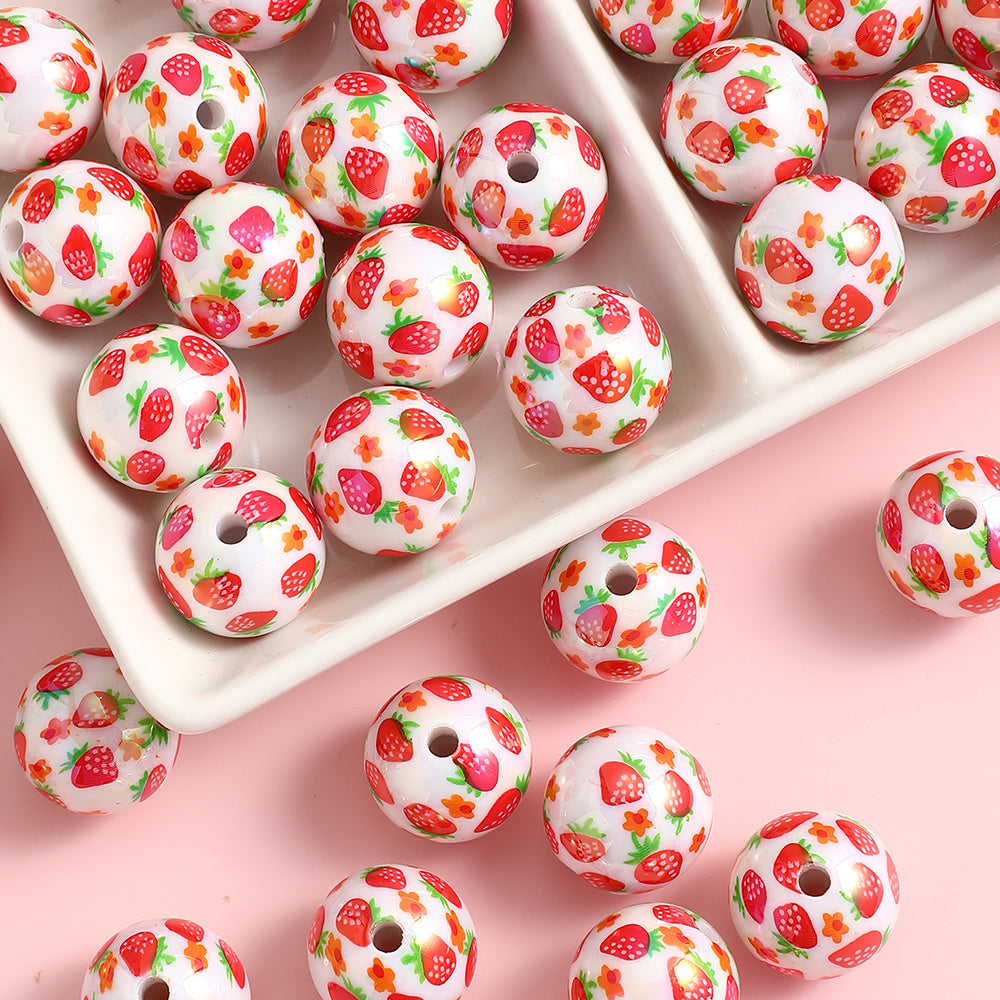 16mm Strawberry Resin Glossy Beads