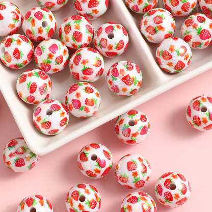16mm Strawberry Resin Glossy Beads