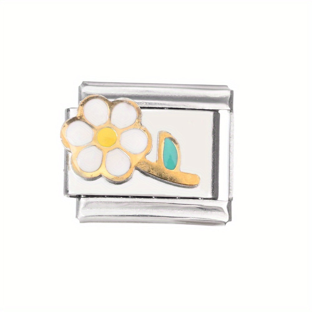 1pc 9x10mm Stainless Steel Flower Module Bead