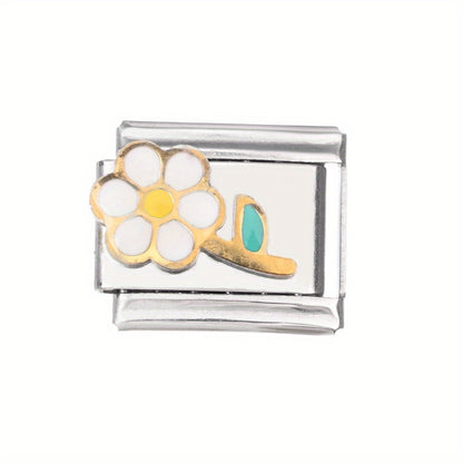 1pc 9x10mm Stainless Steel Flower Module Bead