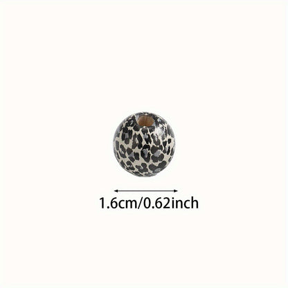 16mm Leopard Print Wooden Beads