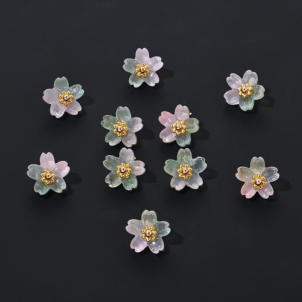 20pcs 10mm Colorful Gradient Glass Flower Beads