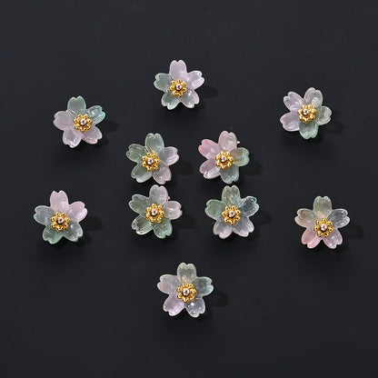 20pcs 10mm Colorful Gradient Glass Flower Beads