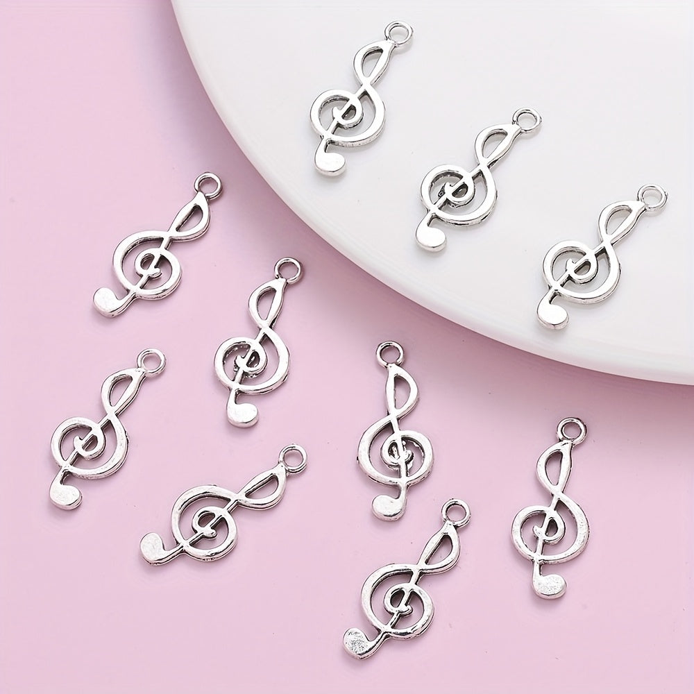 10/30pcs Alloy Note Pendant Beads DIY Jewelry Making Accessories Music Festival Bracelet Necklace Earrings Supplies 10x26mm