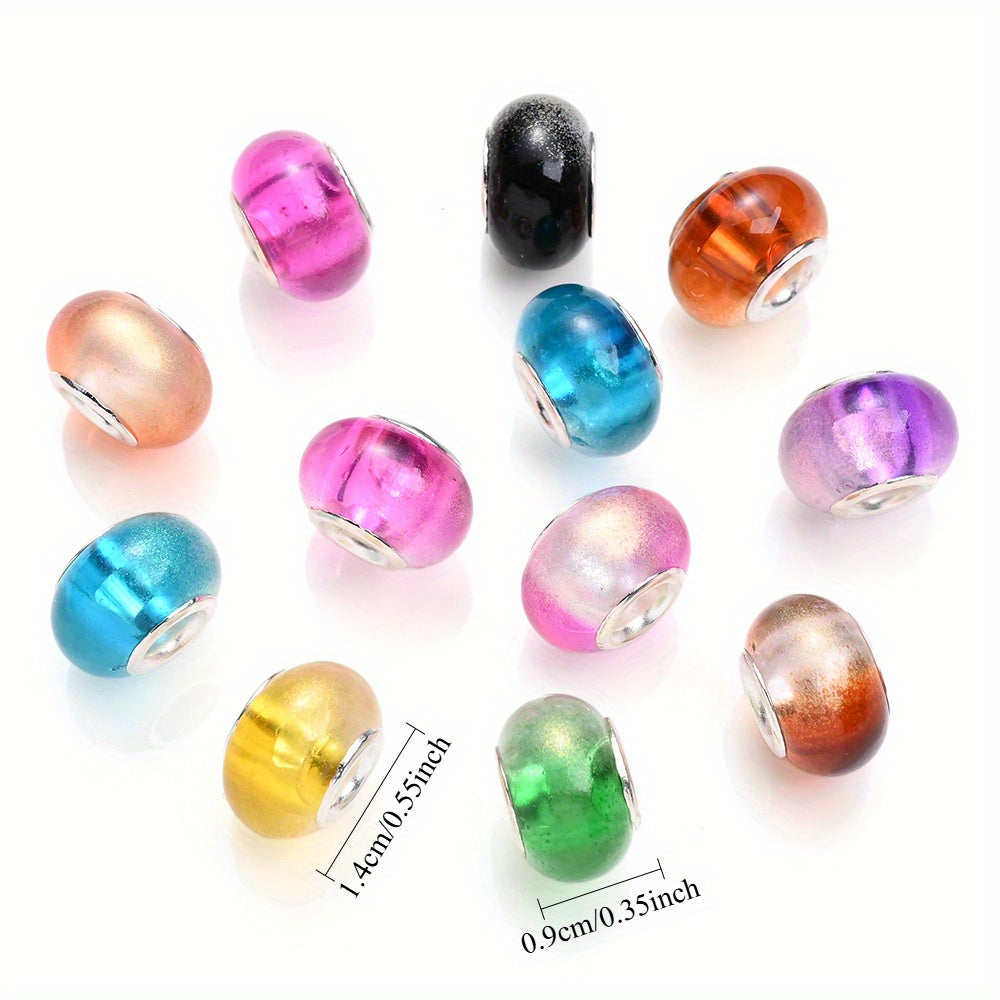 30pcs 9x14mm Colorful Gradient Glitter Acrylic Spacer Beads