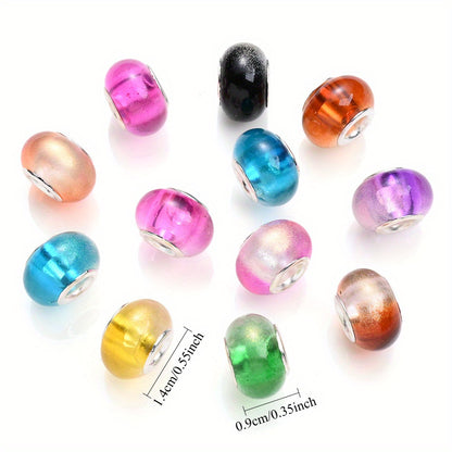 30pcs 9x14mm Colorful Gradient Glitter Acrylic Spacer Beads