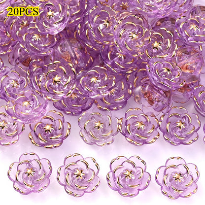Transparent Camellia Flower Acrylic Beads