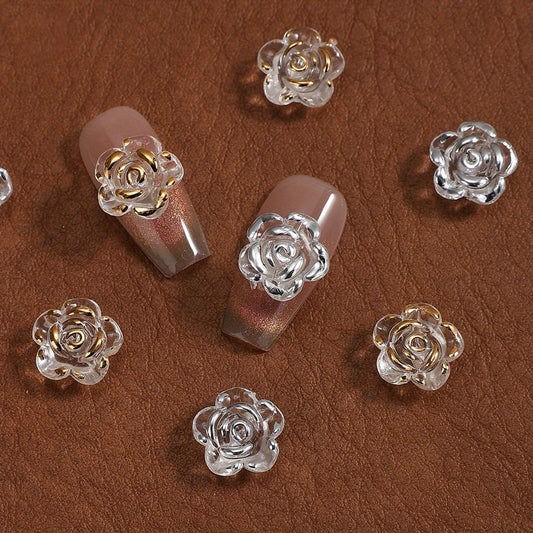 100pcs 12mm Transparent Rose Flower Acrylic Beads