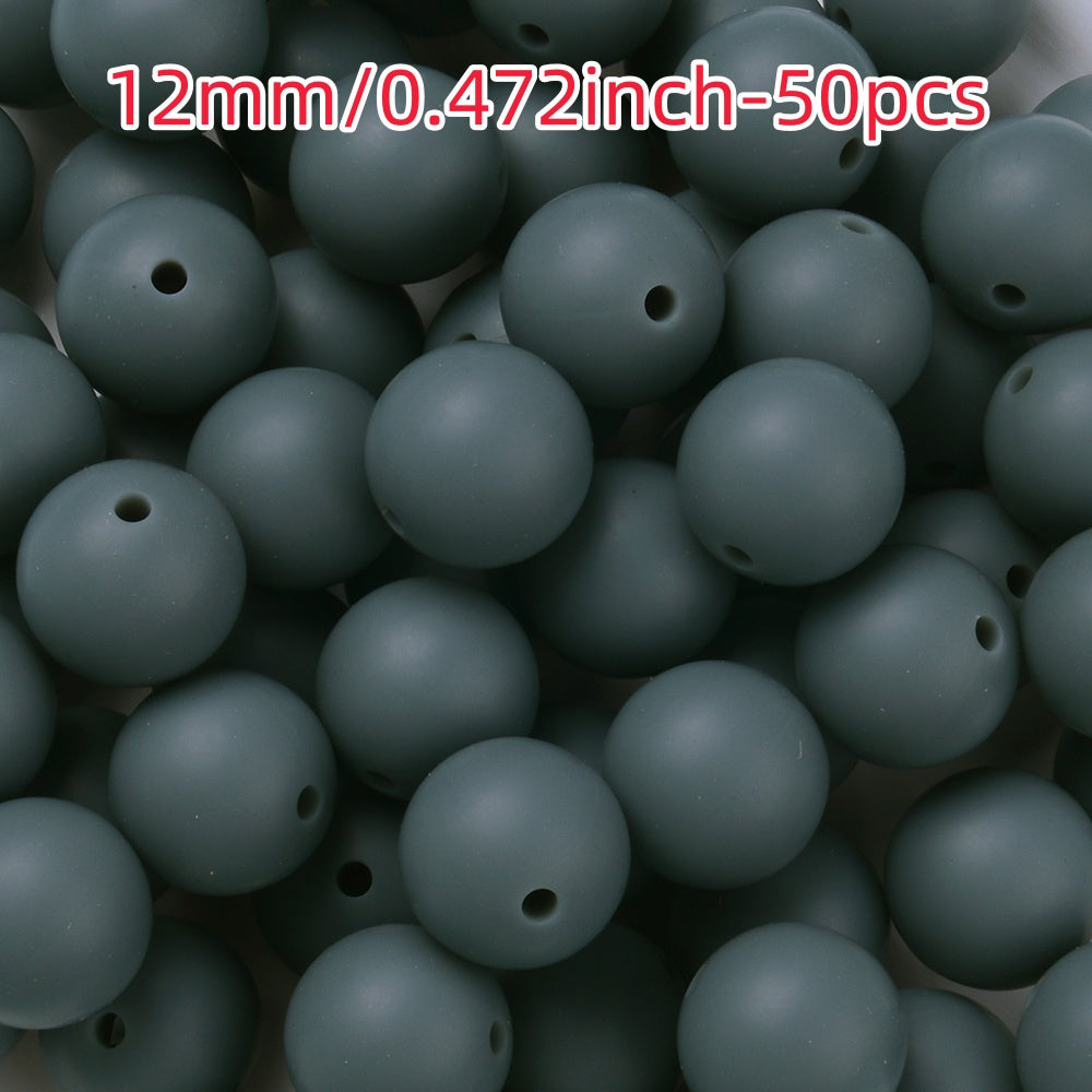 50pcs 12/15mm Rainbow Silicone Round Focal Beads