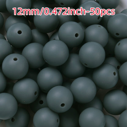 50pcs 12/15mm Rainbow Silicone Round Focal Beads
