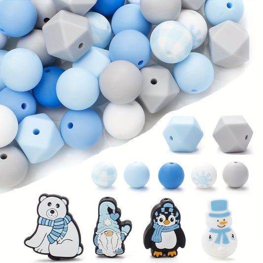 53pcs Winter Themed Silicone Beads Set