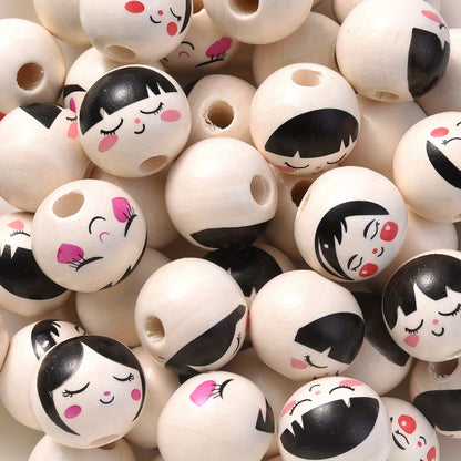 10pcs 18x20mm Mixed Wood Expression Spacer Beads