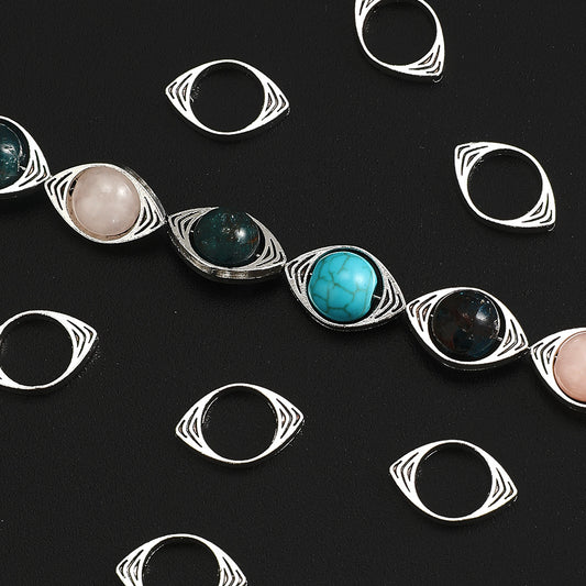 30pcs 10x15mm Zinc Alloy Evil Eye Oval Beads