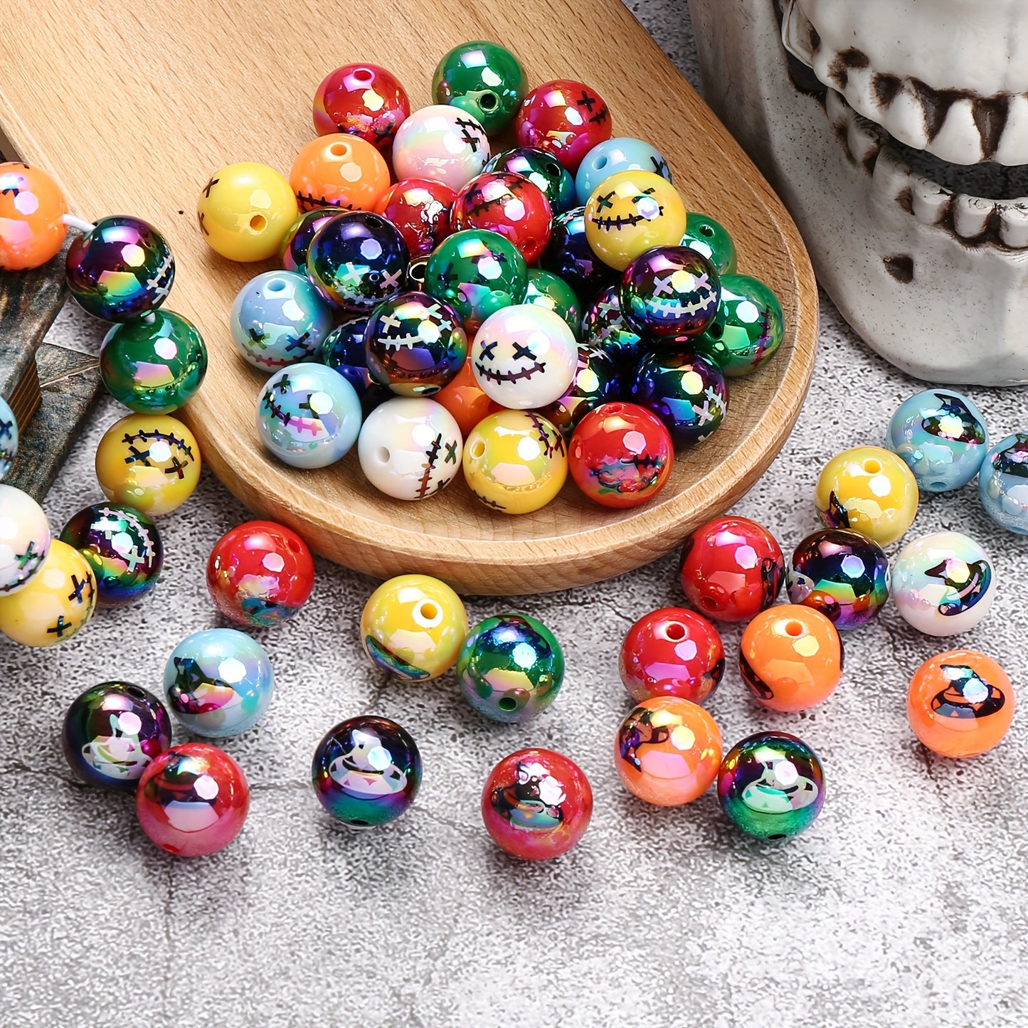 16mm Halloween UV Shiny Crystal Acrylic Spacer Gumball Beads Set