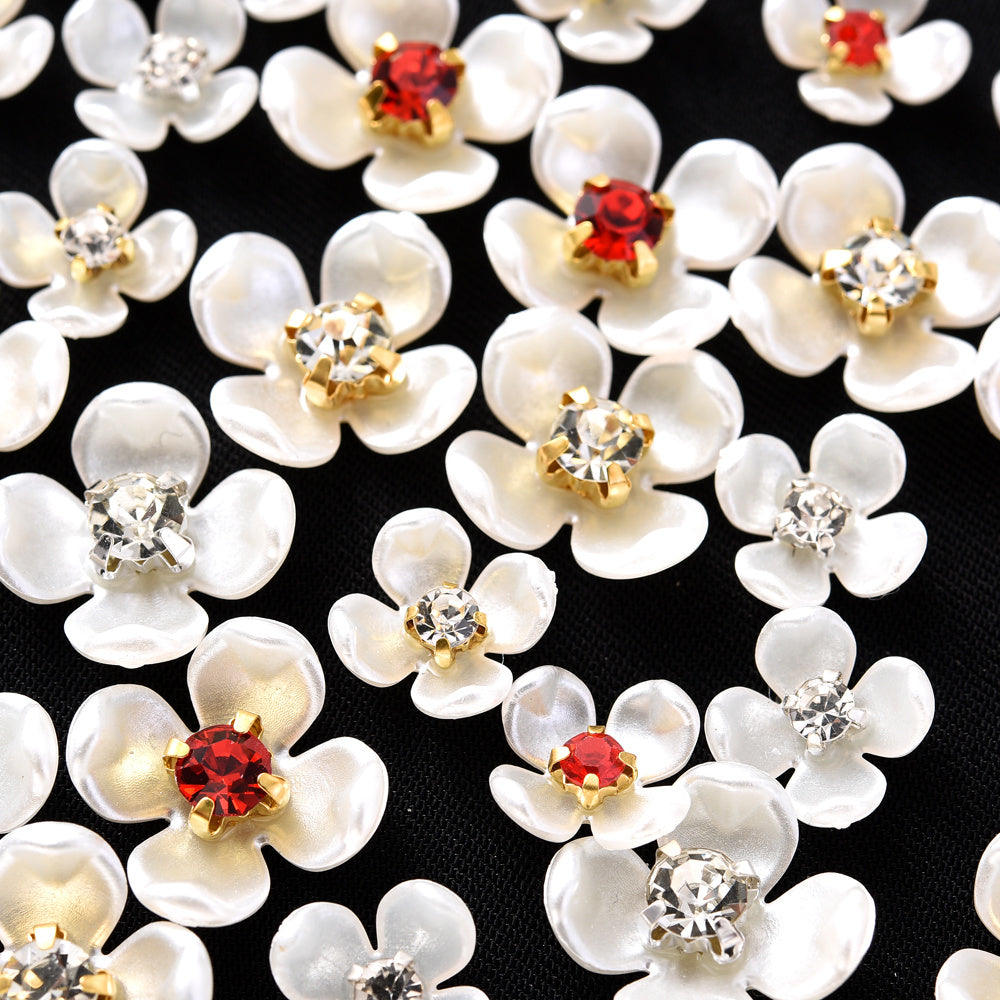 30pcs Flatback Petal Rhinestone Flower Beads