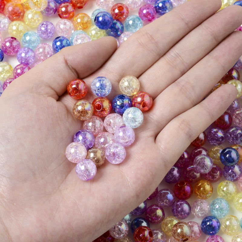 30pcs 10mm Colorful Crackle Acrylic Beads