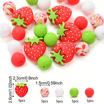 25pcs/set Fruit Theme Silicone Focal Beads