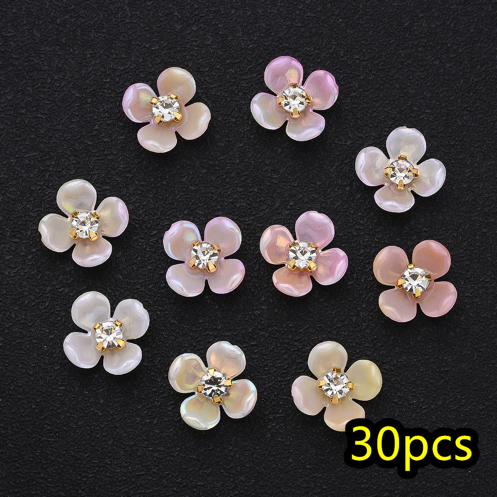30pcs/set Four Petal Flower Acrylic Cabochon Beads