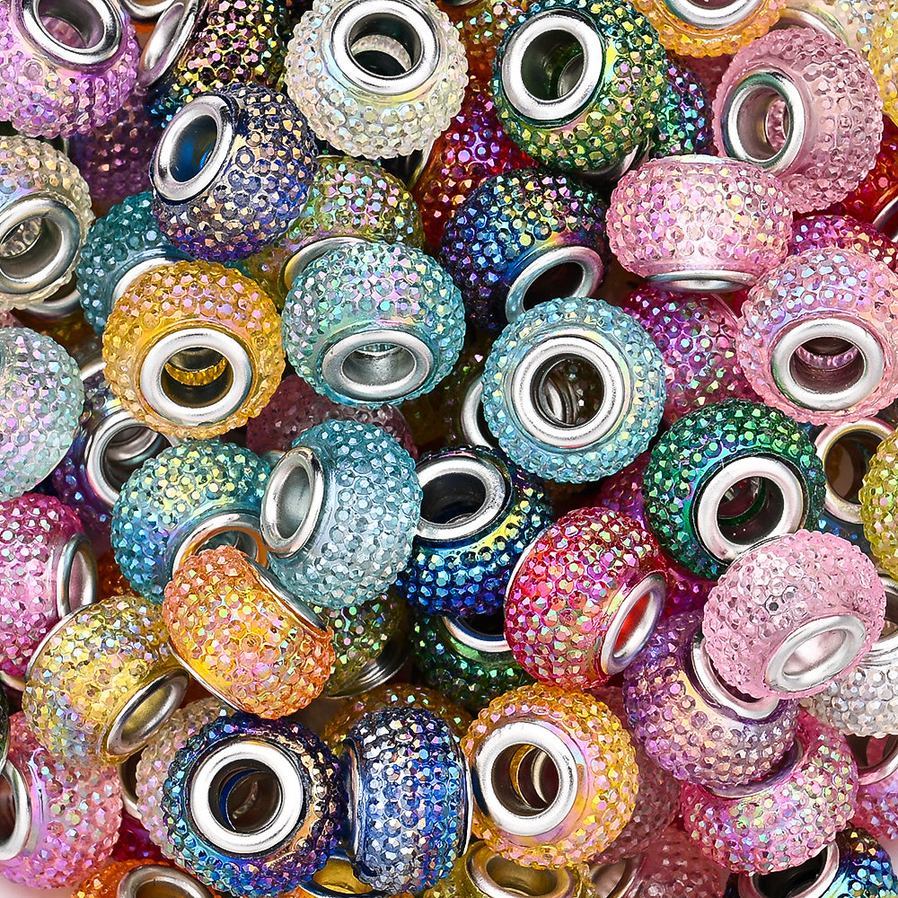 9x14mm Resin Rhinestone Inlaid Beads