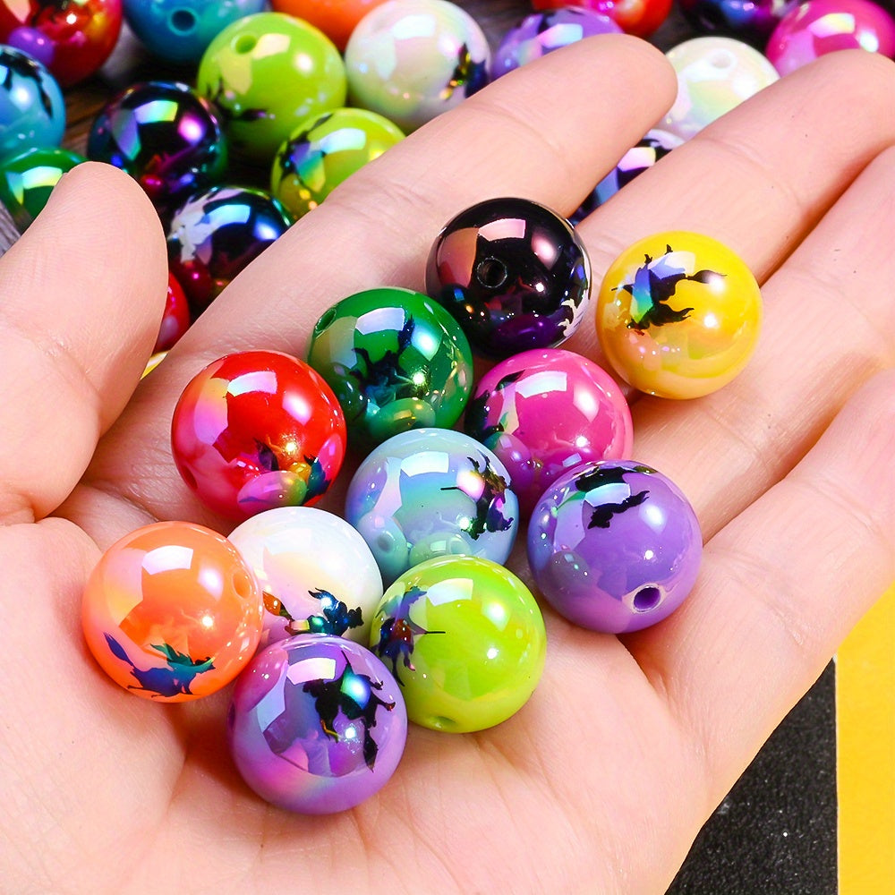 16mm Halloween Witch Print Acrylic Beads