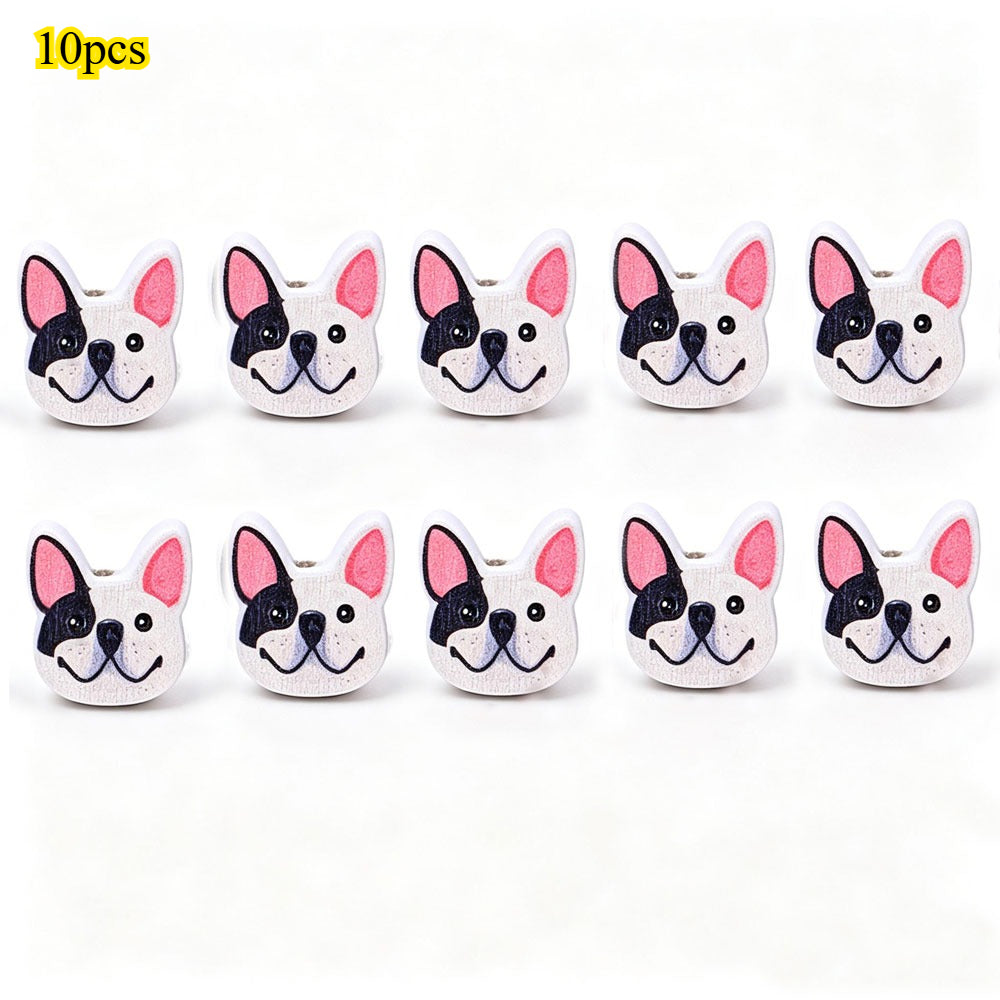 Dog-Themed Wooden Beads
