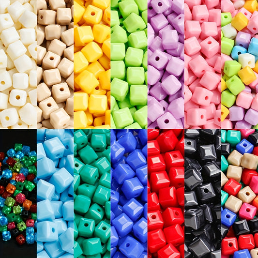 100pcs 7mm Luminous Square Acrylic Cube Beads