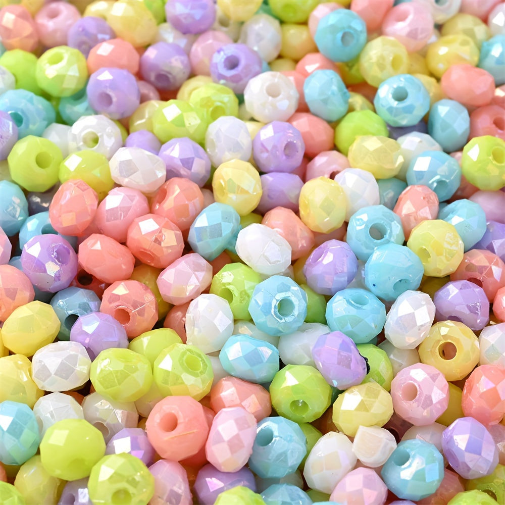 300Pcs Acrylic Wheel Beads Plated AB Colorful Faceted Loose Spacer Beads for Jewelry Making DIY Bracelet Necklace Accessories