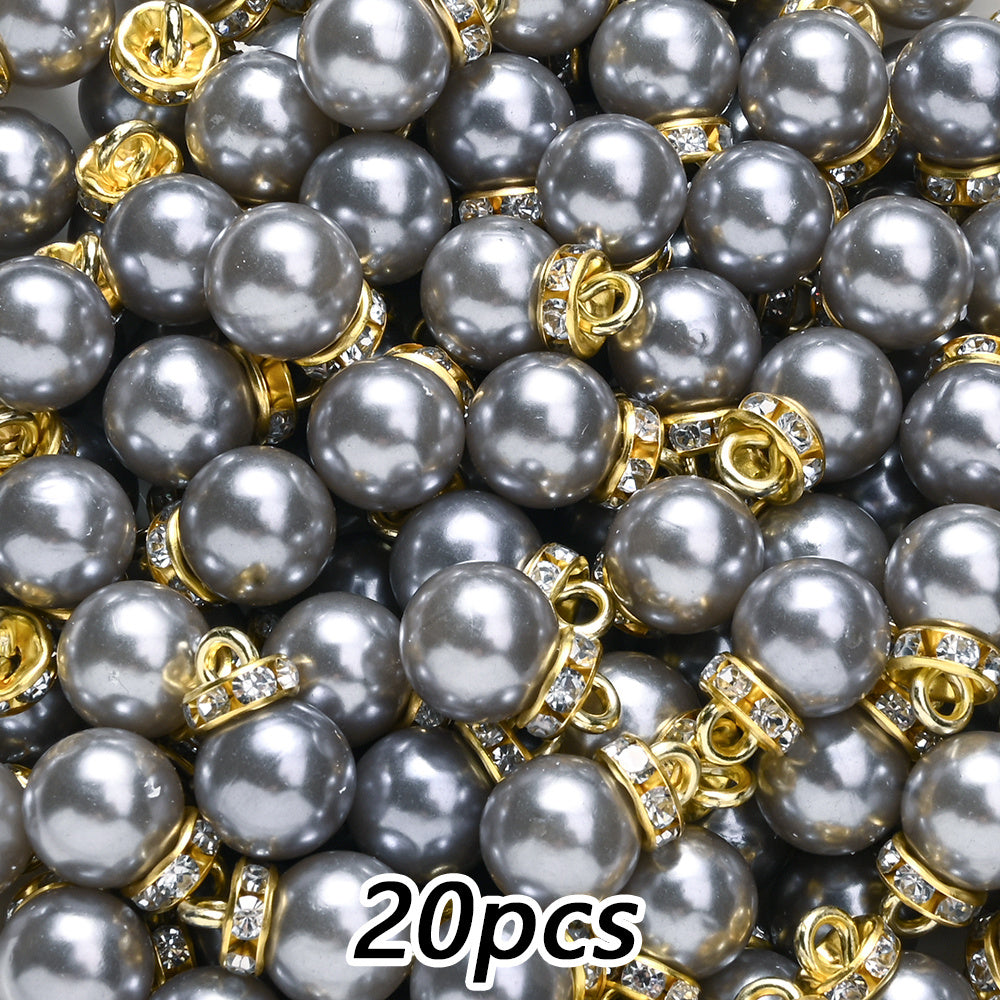 20pcs 10x15mm Multicolor Imitation Pearl Ball Charms