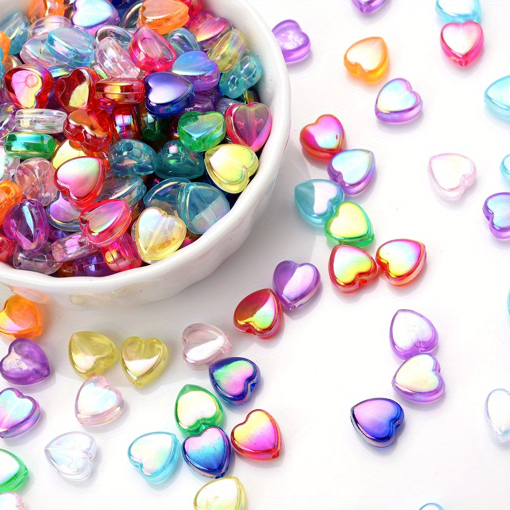 AB Color Acrylic Heart and Star Spacer Beads