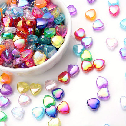 AB Color Acrylic Heart and Star Spacer Beads