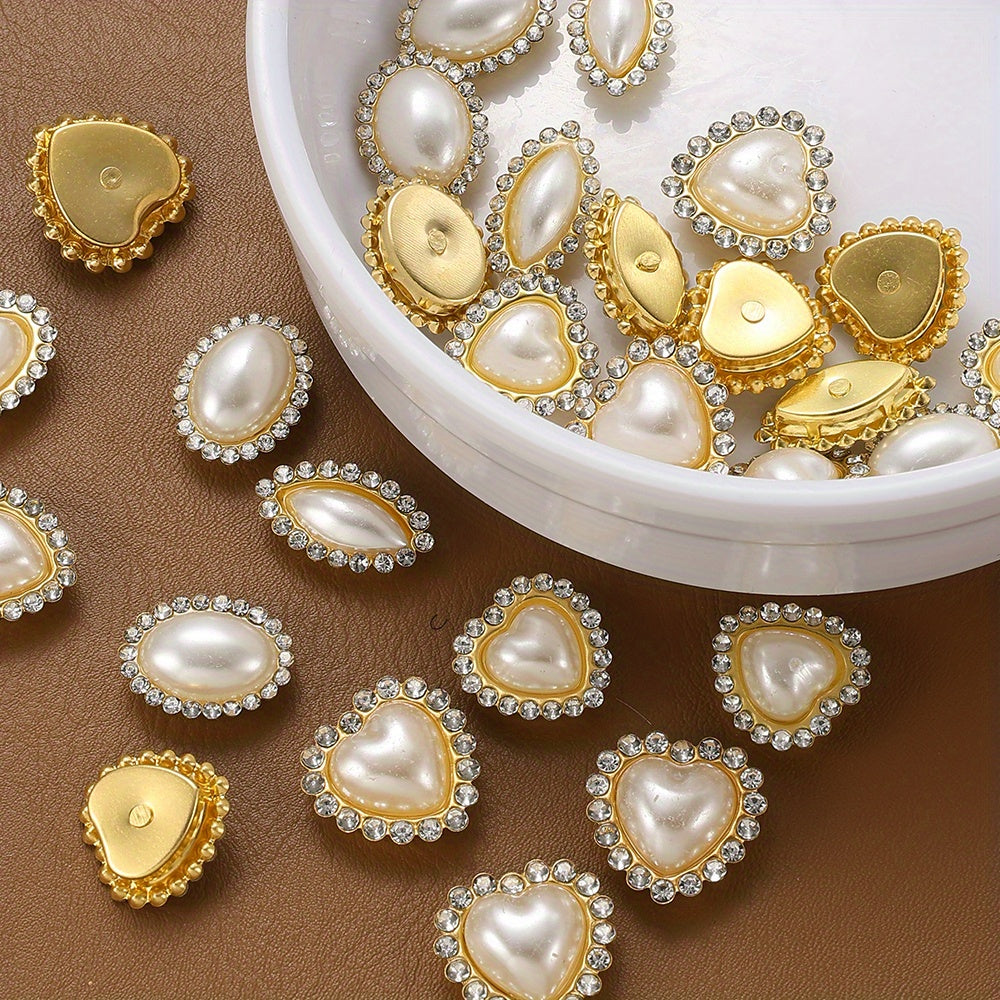 White Heart Oval Acrylic Pearl Beads