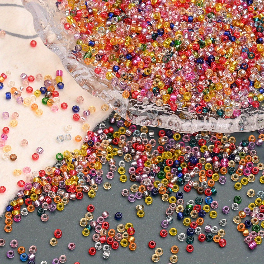 1.5mm Silvery-filled Mini Glass Rice Beads