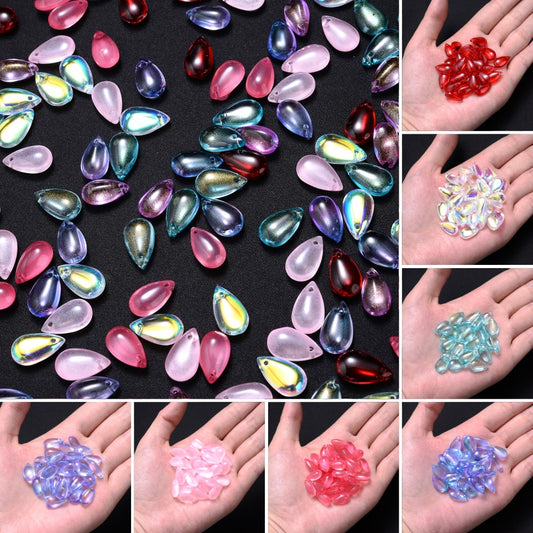 10pcs 8x14mm Colored Teardrop Glass Beads