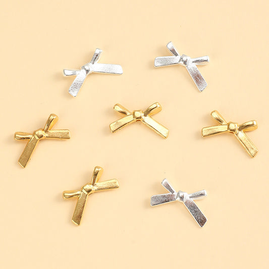 20pcs 12x20mm Bow Alloy Spacer Pendant Beads
