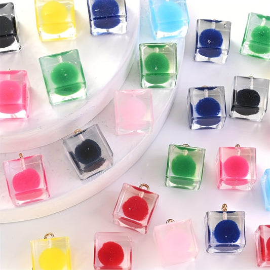 5pcs 14x16mm Multicolor Square Resin Pendant Charms