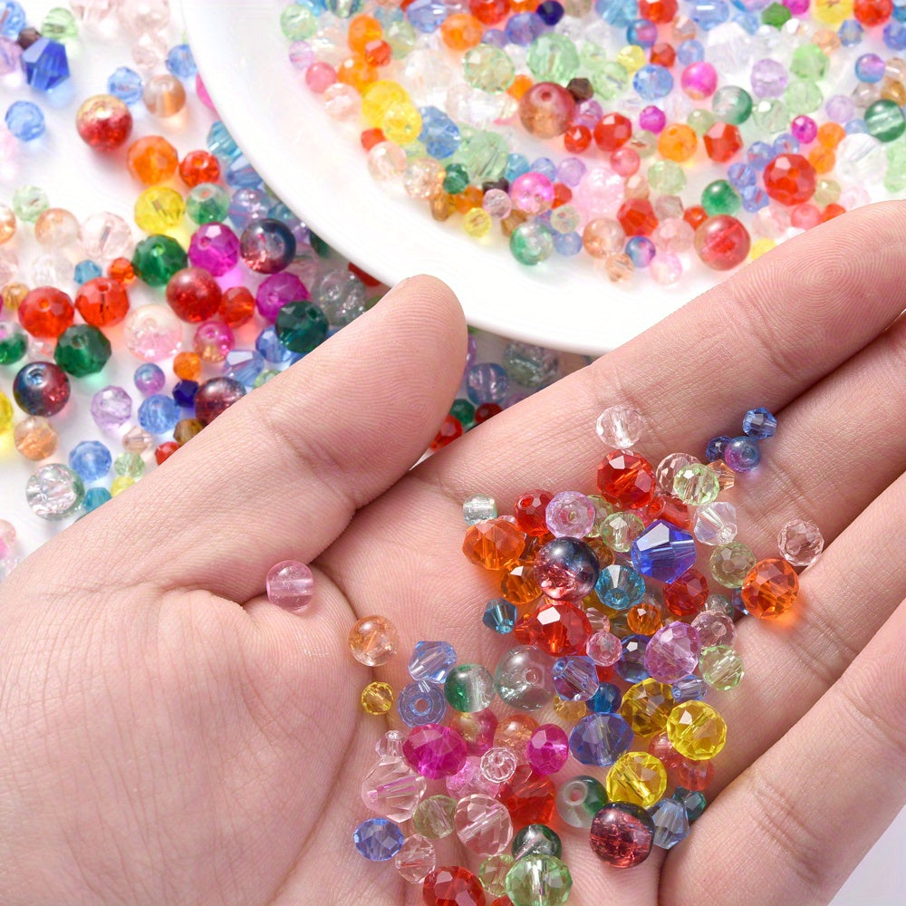 130g 800pcs Gradient Crackle Glass Beads