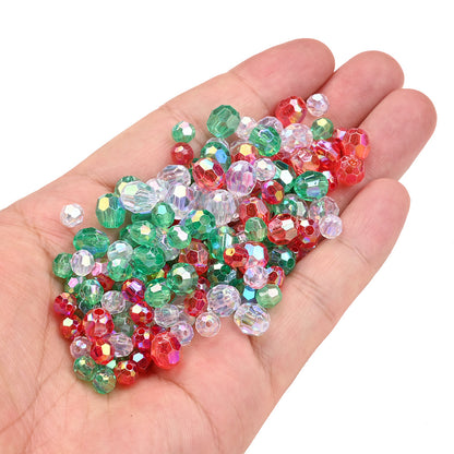 Christmas Pattern Mixed Color Acrylic Cube Spacer Beads
