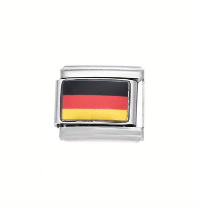 1pc 9x10mm Stainless Steel World Flag Module Charm Bead