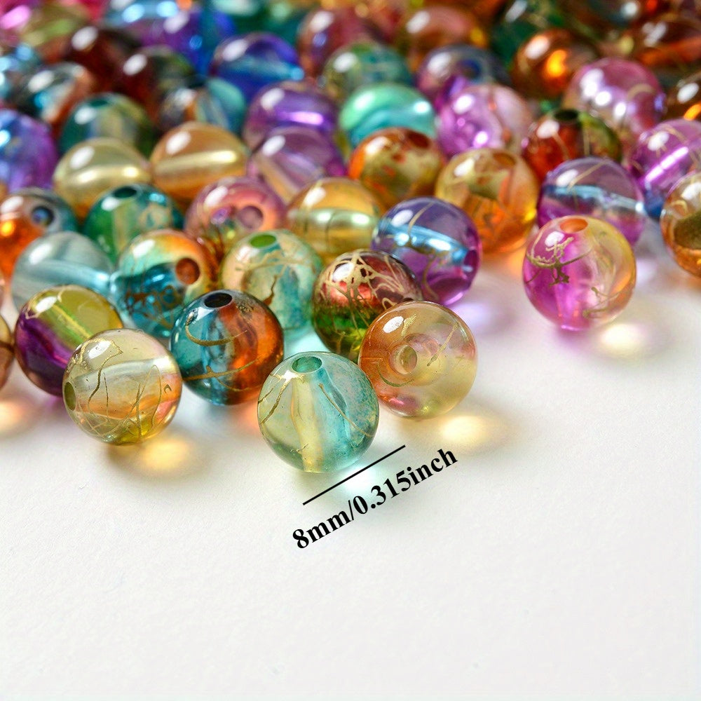8mm Gradient Acrylic Golden Line Beads